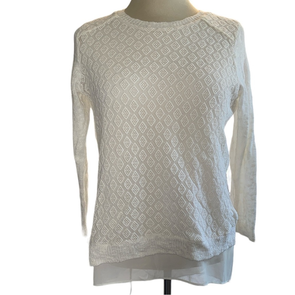 Lucky Brand sweater with sheee underlay 3/4” sleeves high/low look size XSmall